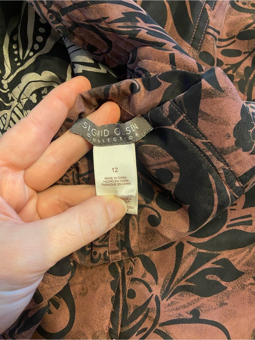 Sigrid Olsen Women's Quilted Jacket 100% Silk Sz 12 Reversible dusty rose black - Picture 9 of 11